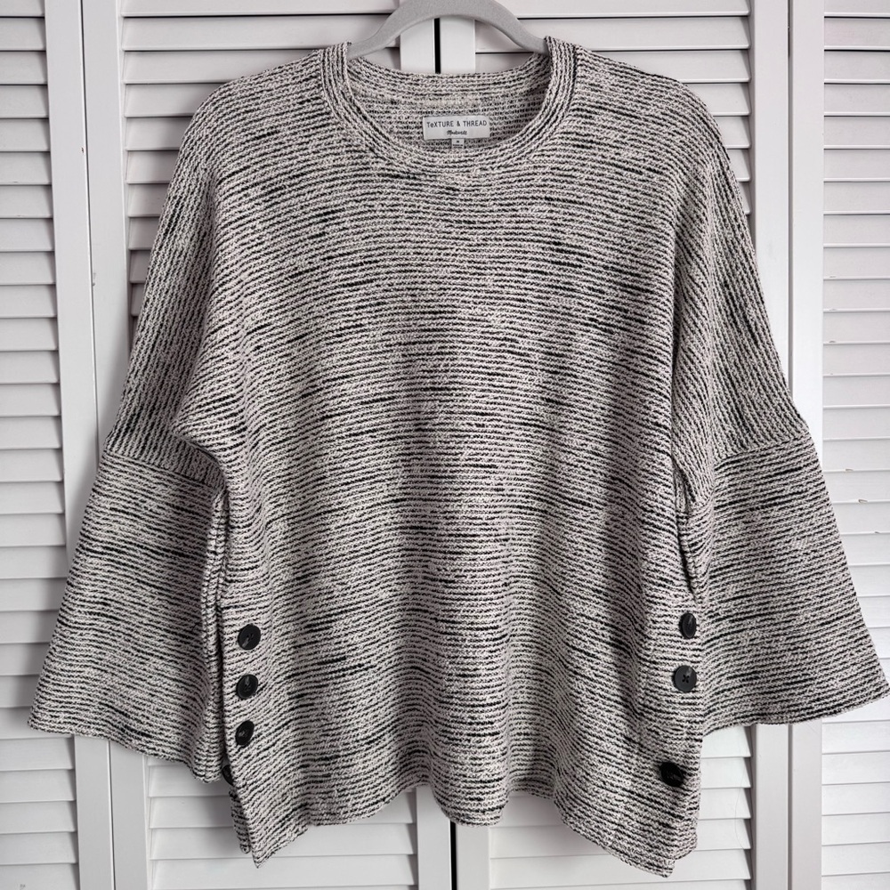 Madewell Texture & Thread Bell Sleeves Side Button Sweater Top Slouchy Medium